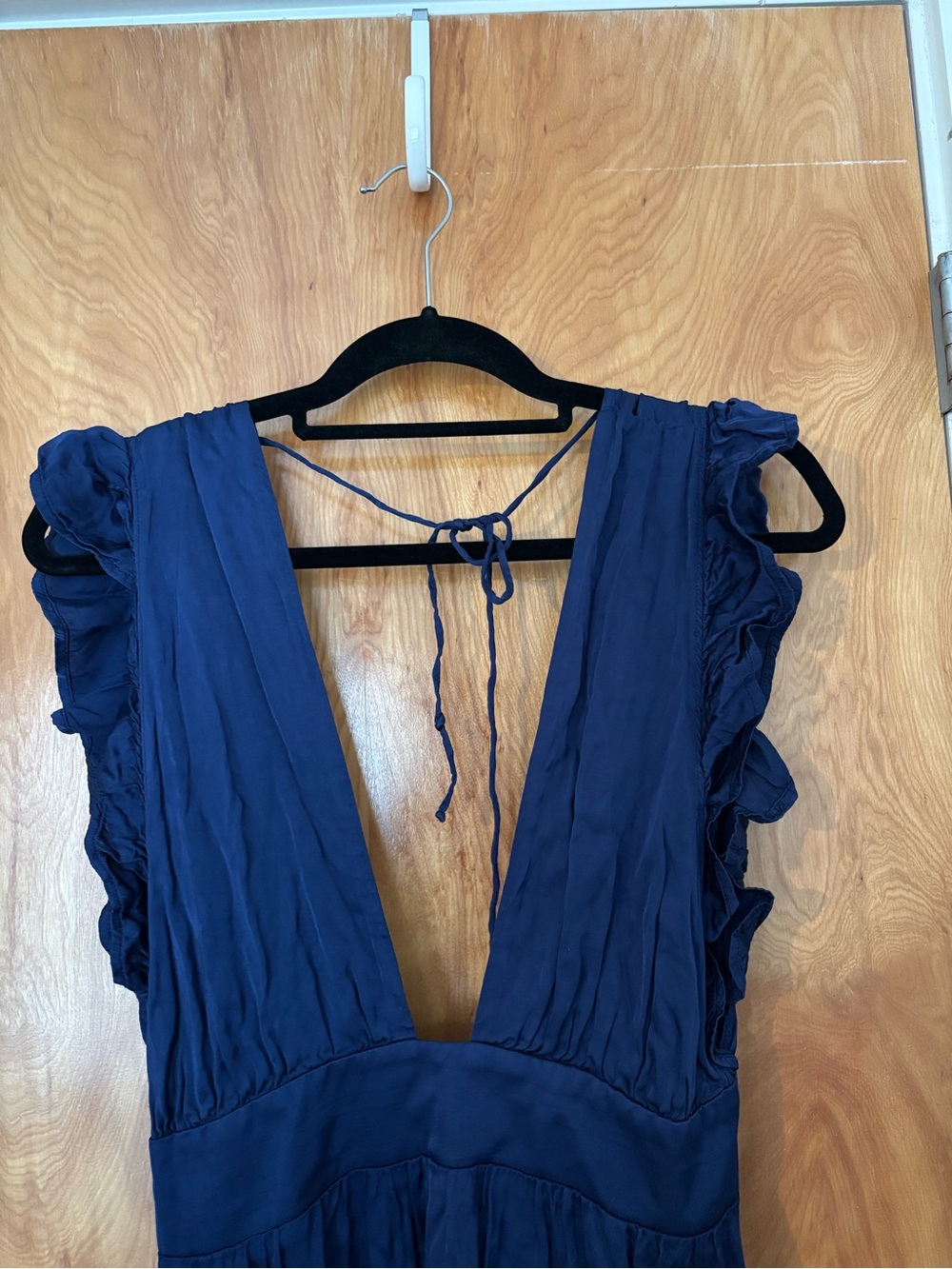 STILLWATER What If Maxi Dress Deep V Navy Maxi Dress with Thigh Slit Size Large - Picture 5 of 12